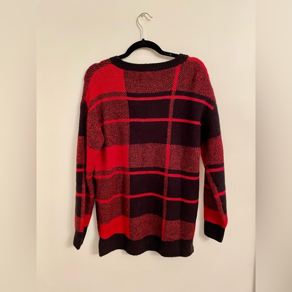 Sunday in Brooklyn Evereve Plaid Pullover Sweater in Red & Black Size S - Picture 3 of 5
